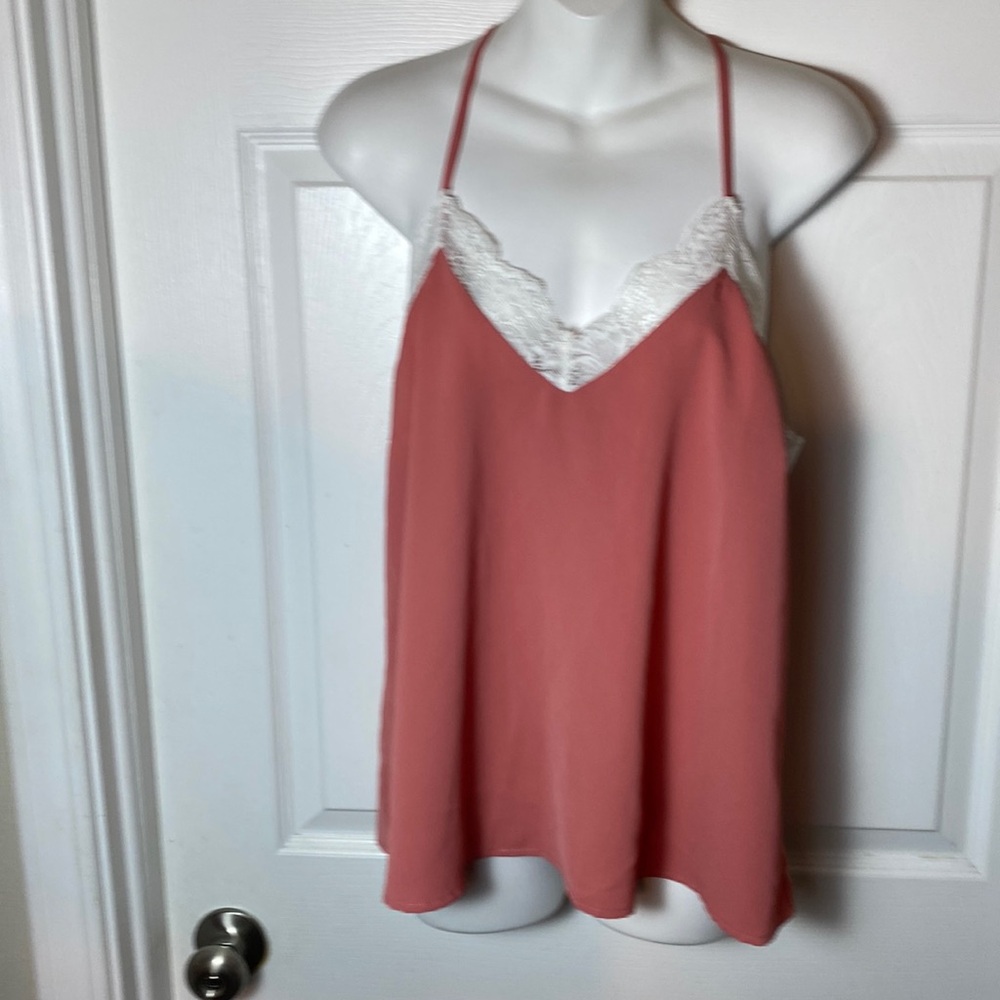 Grace Karin Camisole Cami Coral Lace  V Neck T back Size Medium